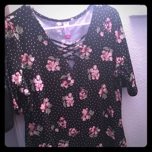 Floral polka dot blouse